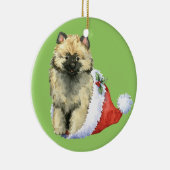 Howlidayの幸せなKeeshond セラミックオーナメント (右)