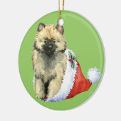 Howlidayの幸せなKeeshond セラミックオーナメント (左)