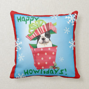 Howliday幸せなボストンテリア クッション