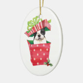 Howliday幸せなボストンテリア セラミックオーナメント (左)