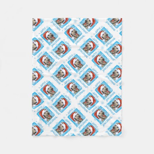 Howlidaysの幸せなアイリッシュ・ウルフハウンド フリースブランケット (正面)