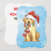 Howlidaysの幸せなイエロー・ラブラドール・レトリーバー シーズンカード (正面/裏面)