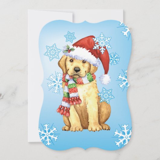 Howlidaysの幸せなイエロー・ラブラドール・レトリーバー シーズンカード (正面)