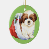 Howlidaysの幸せなシーズー（犬） Tzu セラミックオーナメント (右)