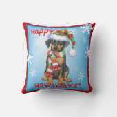 Howlidaysの幸せなドーベルマン犬 クッション (裏面)