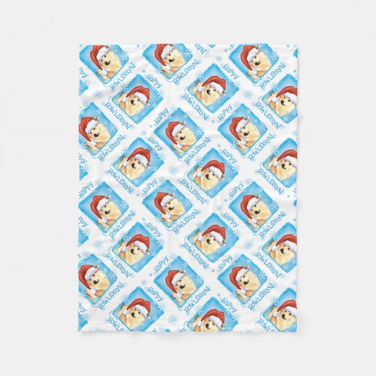 Howlidaysの幸せなノルウェー語Buhund フリースブランケット (正面)