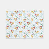 Howlidaysの幸せなポメラニア犬 フリースブランケット (正面(横))