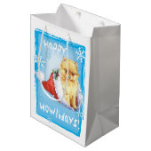 Howlidaysの幸せなポメラニア犬 ミディアムペーパーバッグ (正面アングル)