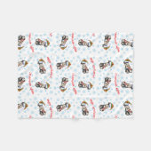 Howlidaysの幸せなミニチュア・シュナウツァー フリースブランケット (正面(横))