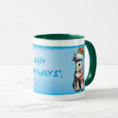 Howlidaysの幸せなミニチュア・シュナウツァー マグカップ (正面右)