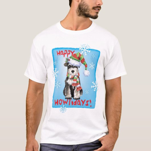 Howlidaysの幸せなミニチュア・シュナウツァー Tシャツ (正面)
