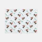 Howlidaysの幸せなミニチュア・ピンシャー フリースブランケット (正面(横))