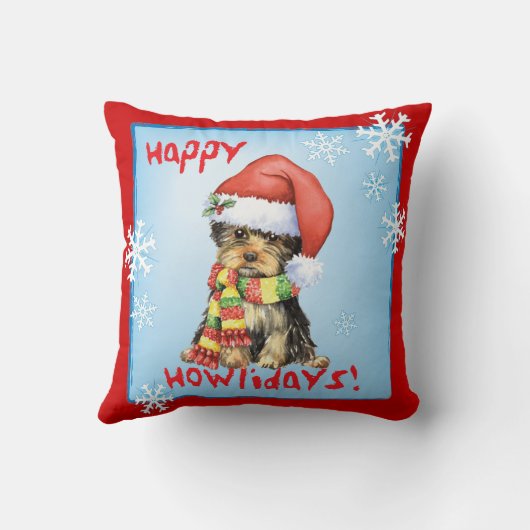 Howlidaysの幸せなヨークシャーテリア クッション (裏面)