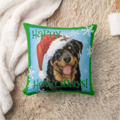 Howlidaysの幸せなロットワイラー クッション (ブランケット)