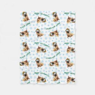 Howlidaysの幸せな中国語Shar-Pei フリースブランケット
