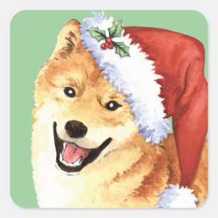 Howlidaysの幸せな柴犬 スクエアシール