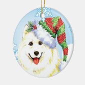 Howlidaysの幸せなSamoyed セラミックオーナメント (左)