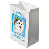 Howlidaysの幸せなSamoyed ミディアムペーパーバッグ (裏面アングル)