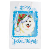 Howlidaysの幸せなSamoyed ミディアムペーパーバッグ (裏面)