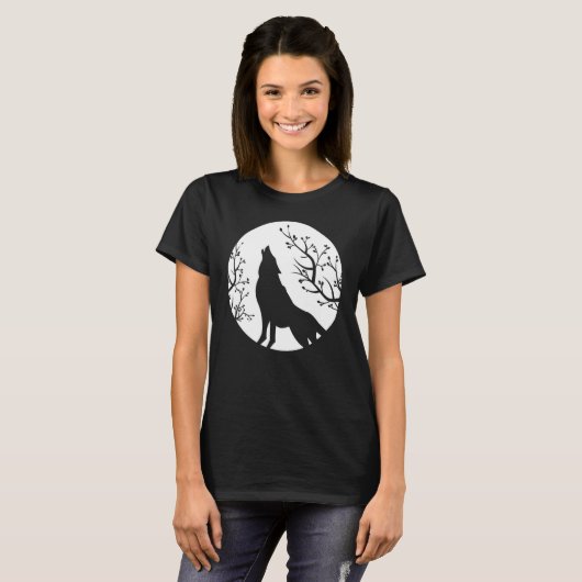 Howling At The Moon Wolves Goth Gothic Wolf 1 Tシャツ (正面フル)