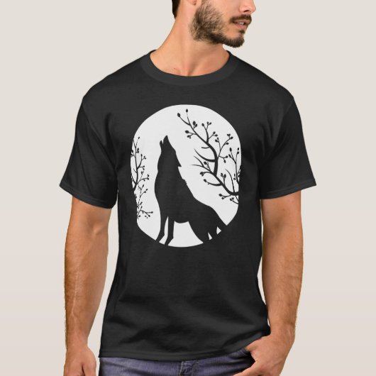 Howling At The Moon Wolves Goth Gothic Wolf 1 Tシャツ (正面)