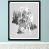 Howling Coyotes Animal Watercolor Wildlife Art キャンバスプリント (インサイチュ (ウッドフロア))