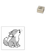 Howling Gray Wolf Pup 1x1 ラバースタンプ (押印)