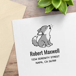 Howling Gray Wolf Pup Address ラバースタンプ