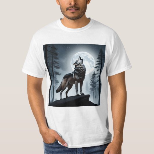Howling Moon Wolf Tシャツ (正面)
