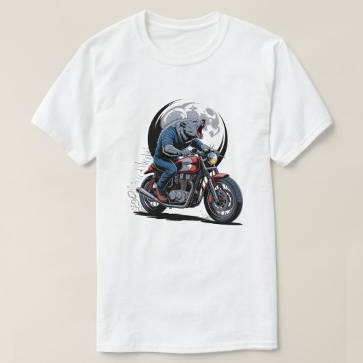 Howling Werewolf Cafe Racer Biker Full Moon Tシャツ (デザイン正面)