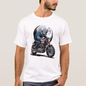 Howling Werewolf Cafe Racer Biker Full Moon Tシャツ (正面)