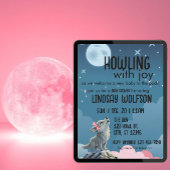 Howling with Joy, Wolf Pink Baby Shower 招待状