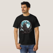 Howling Wolf and Blue Full Moon Tシャツ (正面フル)