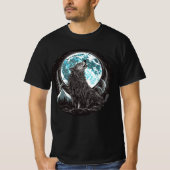 Howling Wolf and Blue Full Moon Tシャツ (正面)