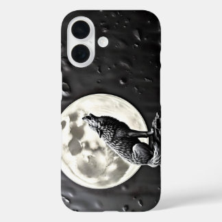 howling wolf canine full moon iPhone 16ケース