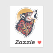 Howling Wolf Head - Ornamental Paisley Profile wi シール (シート)