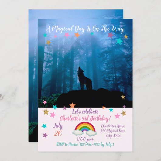 Howling Wolf in Wilderness 招待状 (正面/裏面)