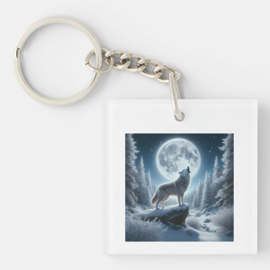 Howling Wolf In Winter キーホルダー (正面)