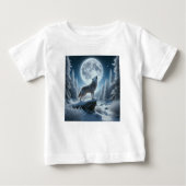 Howling Wolf In Winter ベビーTシャツ (正面)