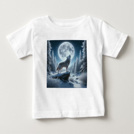 Howling Wolf In Winter ベビーTシャツ (正面)