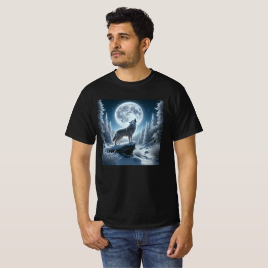 Howling Wolf In Winter Tシャツ (正面フル)