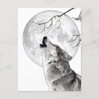 Howling Wolf, Moon, Gothic, Nature ポストカード