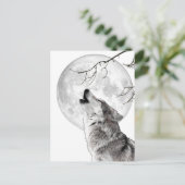 Howling Wolf, Moon, Gothic, Nature ポストカード (スタンド正面)