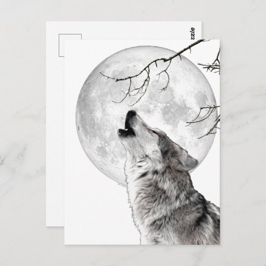 Howling Wolf, Moon, Gothic, Nature ポストカード (正面/裏面)