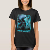 Howling Wolf Moon Pine Forest Cool Tシャツ (正面)