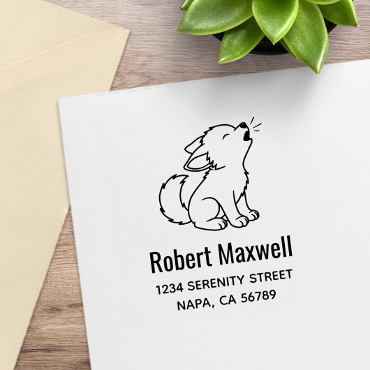 Howling Wolf Pup Address ラバースタンプ