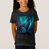 Howling Wolf Silhouette Auror Borealis Tシャツ (正面)
