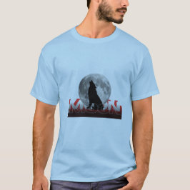 Howling Wolf Silhouette with Full Moon Graphic T-S Tシャツ