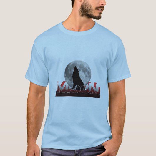 Howling Wolf Silhouette with Full Moon Graphic T-S Tシャツ (正面)