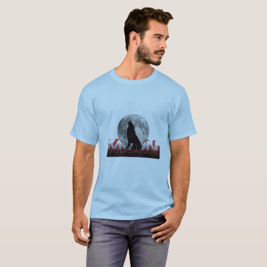 Howling Wolf Silhouette with Full Moon Graphic T-S Tシャツ (正面フル)
